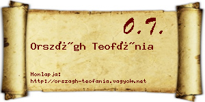 Országh Teofánia névjegykártya