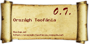 Országh Teofánia névjegykártya